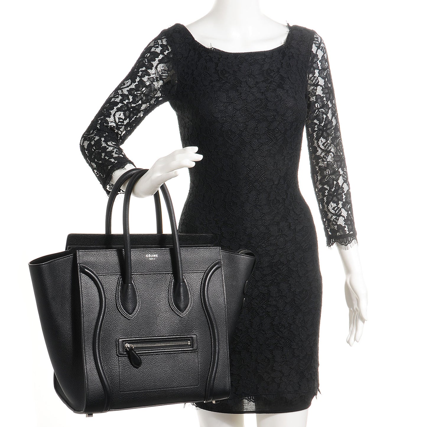 Drummed Calfskin Mini Luggage Black