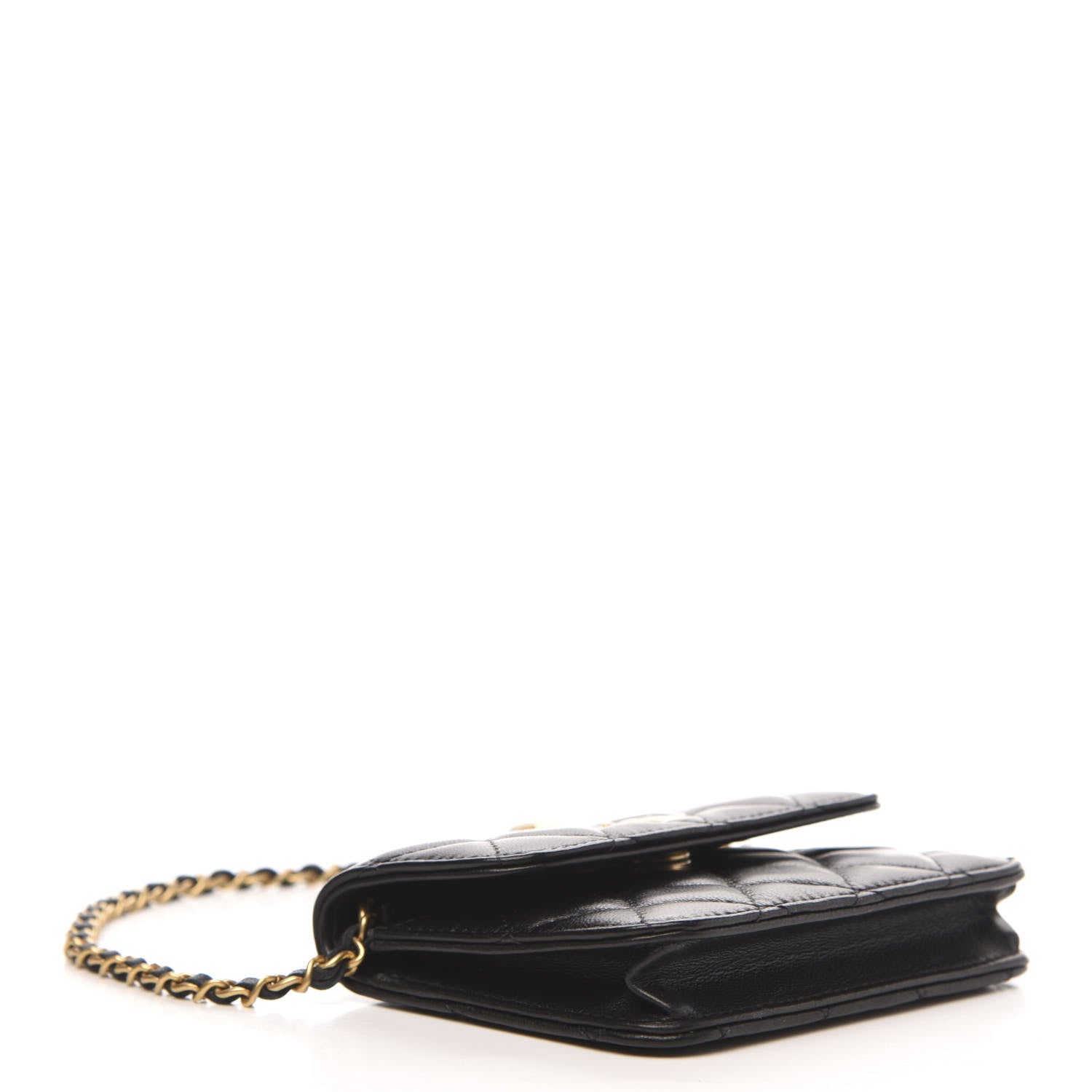 Chanel Lambskin Quilted Pearl Crush Clutch With Chain Black 4 of 11