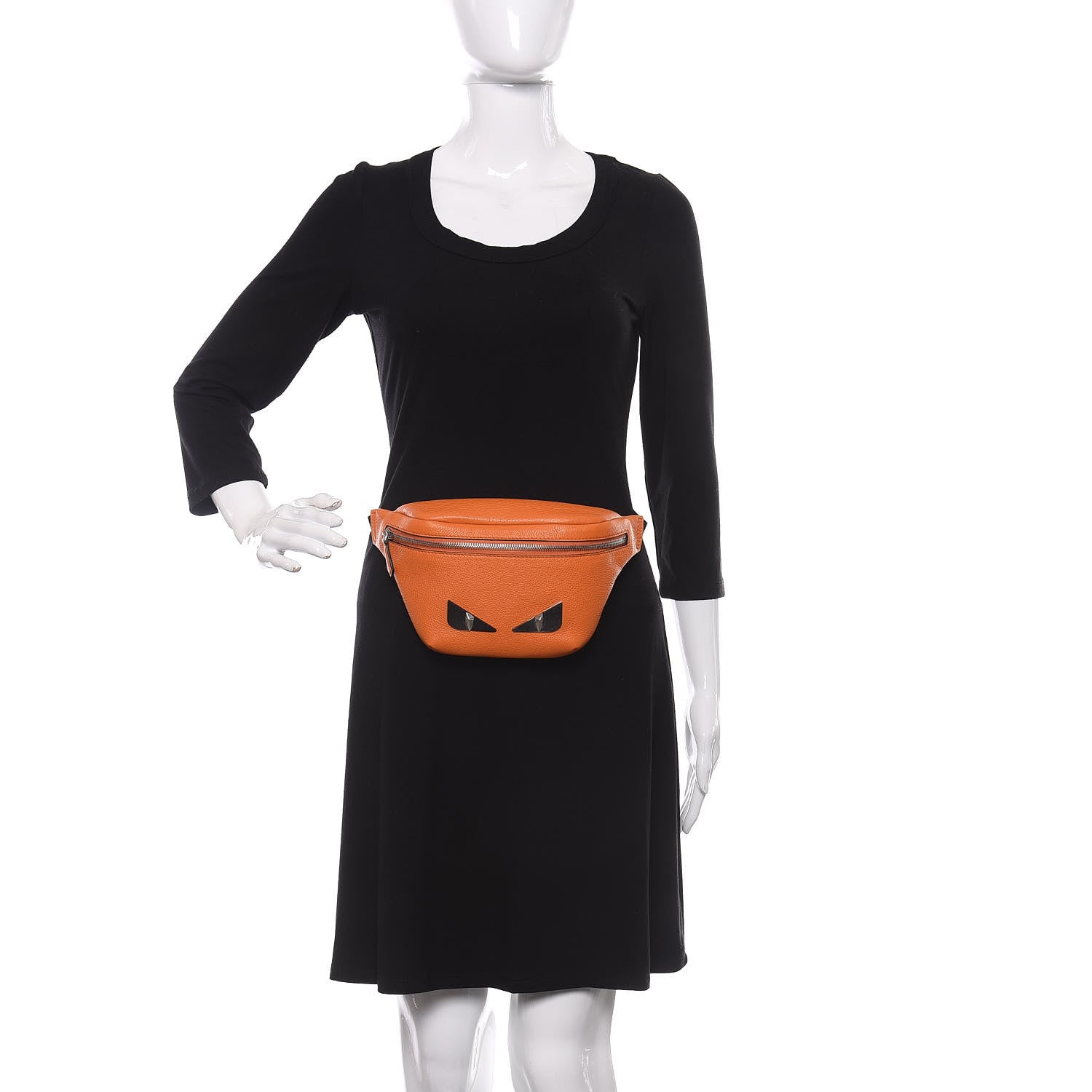 Fendi Cuoio Romano Metal Bug Eyes Kids Belt Bag Orange 2 of 10