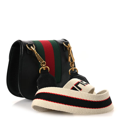Gucci Calfskin Web Crystal Butterfly Stripe Small Totem Shoulder Bag Black 3 of 14