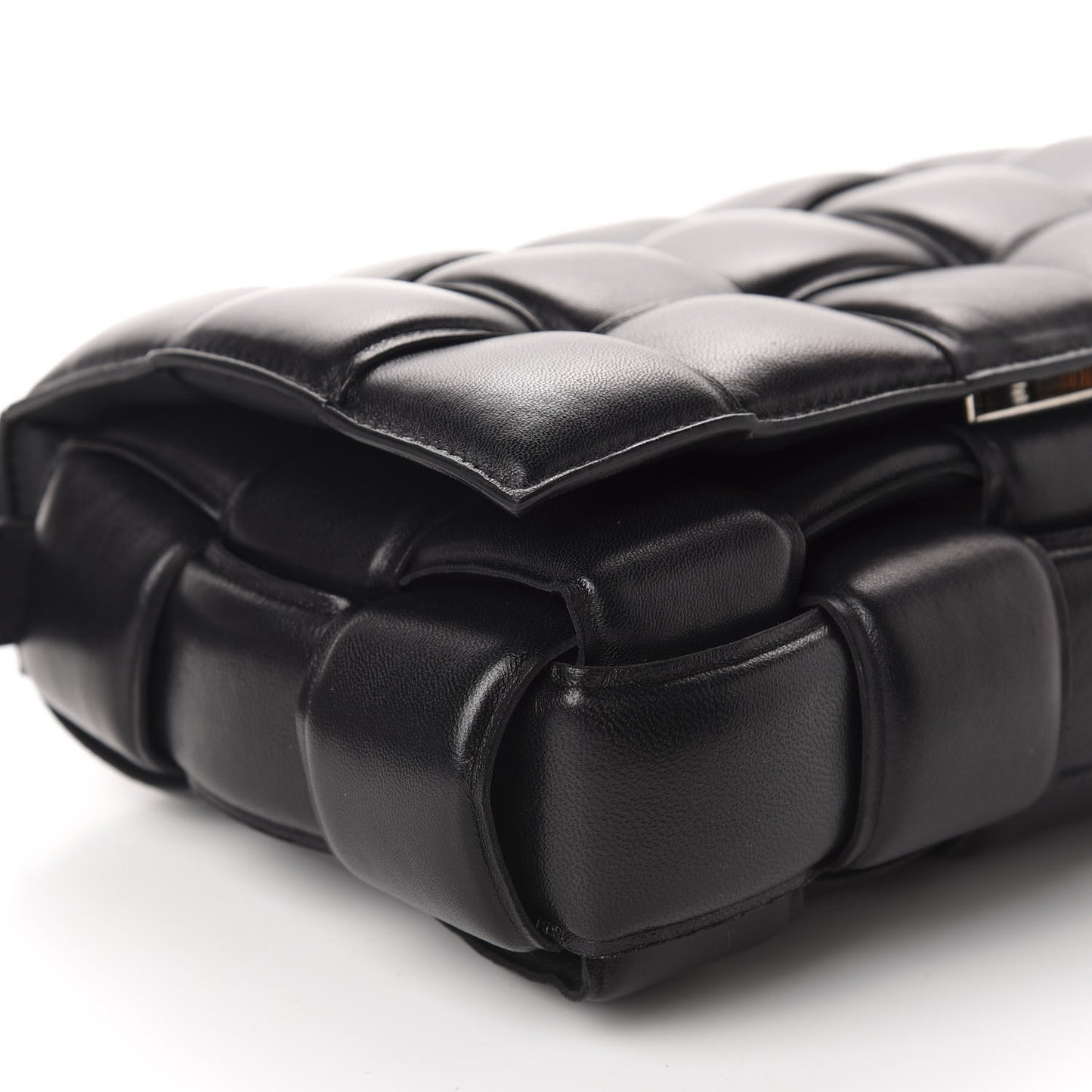 Nappa Maxi Intreccio Padded Cassette Crossbody Bag Black