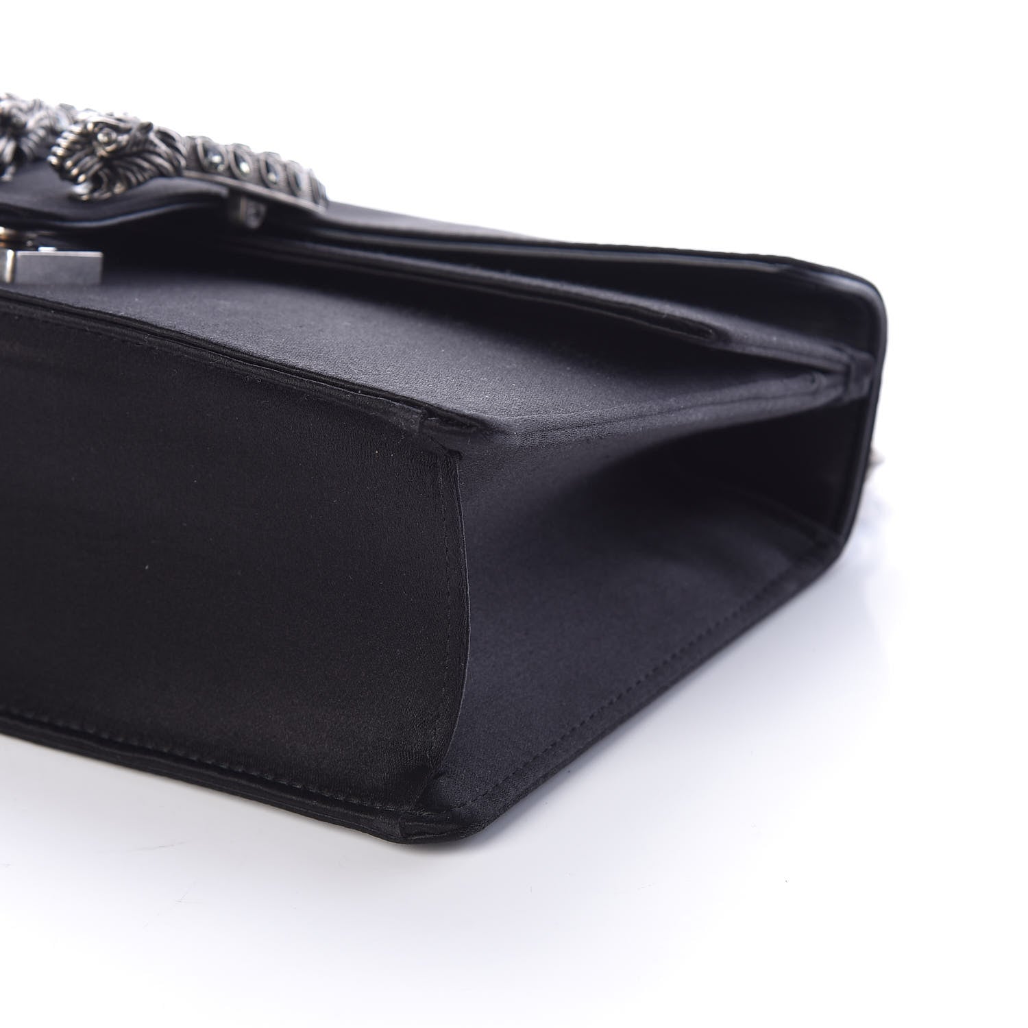 Gucci Satin Silk Crystal Small Dionysus Shoulder Bag Black Black Diamond 9 of 10