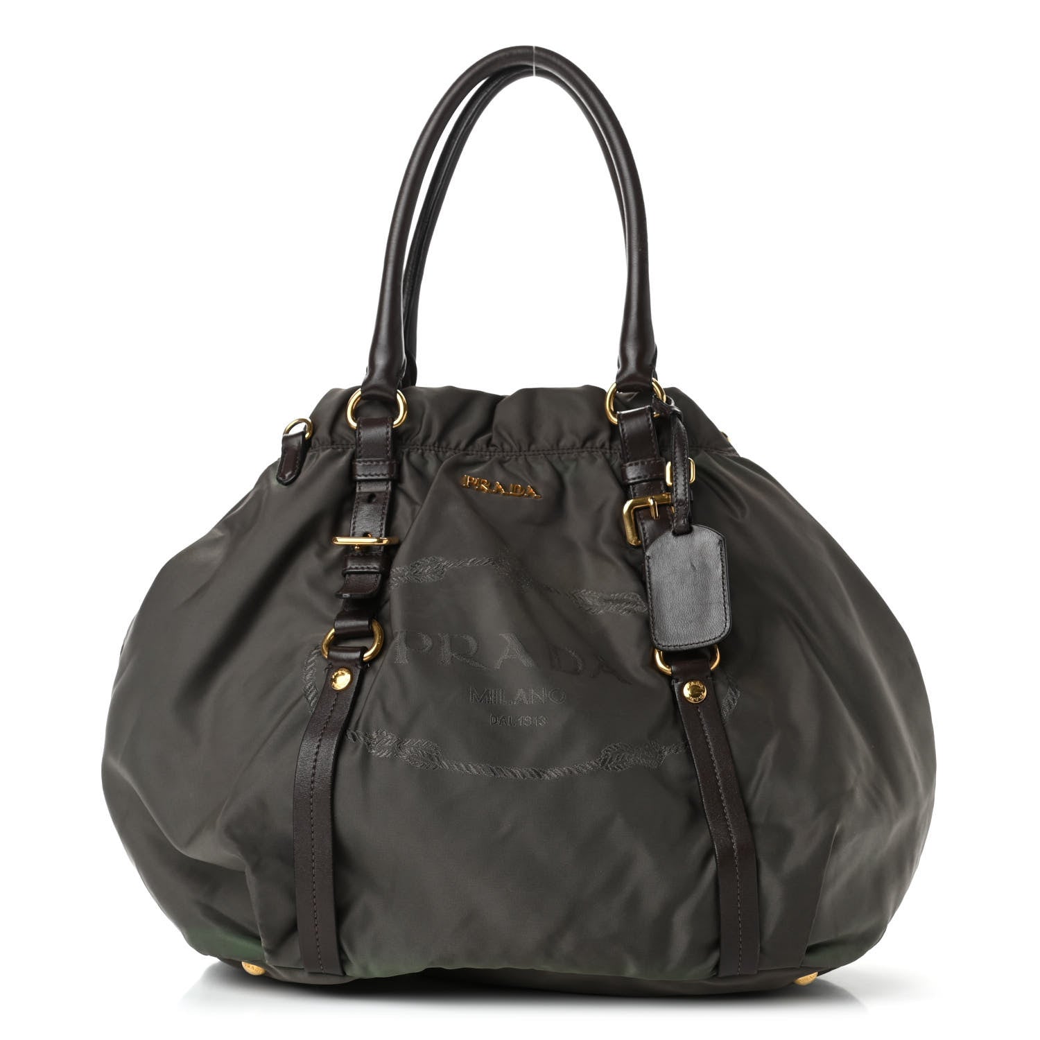 Prada Tessuto Nylon Jacquard Logo Tote Fumo 1 of 5