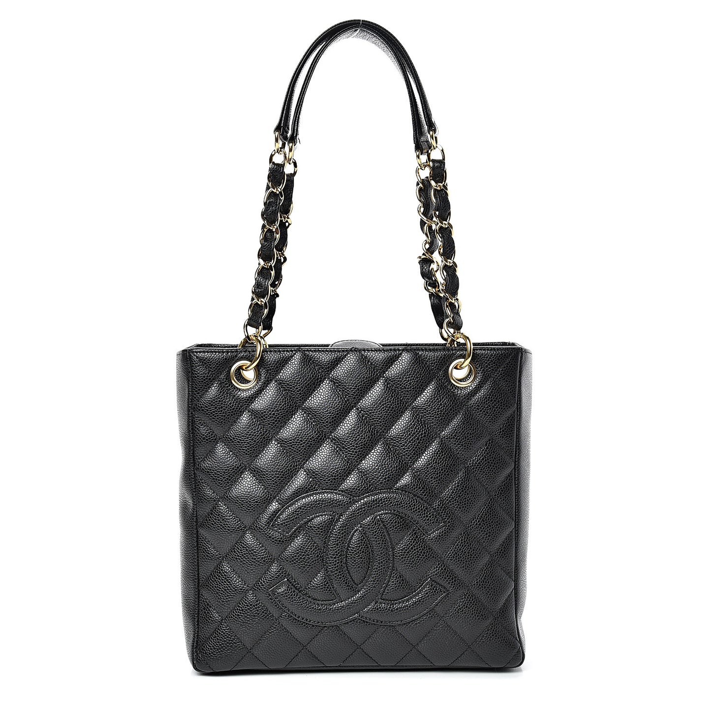 Caviar Quilted Petit Shopping Tote PST Black