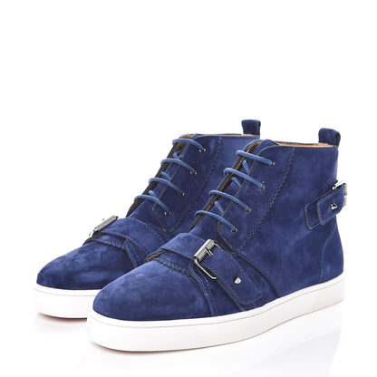 Christian Louboutin Veau Velours Mens Nono Strap Flat Sneakers 40 China Blue 3 of 9