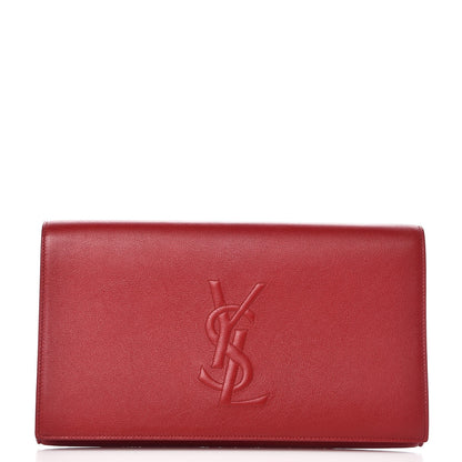 Saint Laurent Calfskin Monogram Large Belle De Jour Clutch Rouge Orient 1 of 6