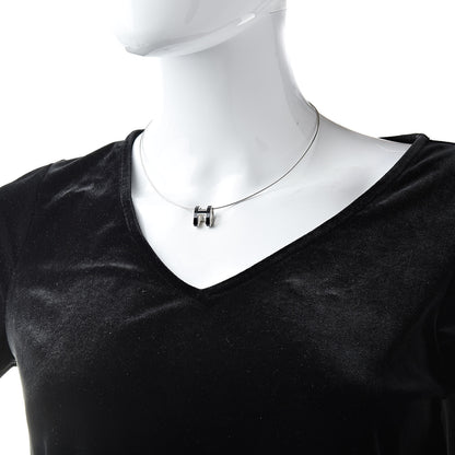 Hermes Lacquered Silver Pop H Pendant Necklace Black 2 of 6