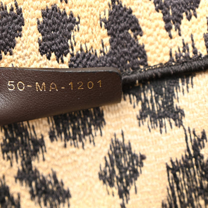 Christian Dior Canvas Mizza Embroidered Large Leopard Book Tote Beige 7 of 12