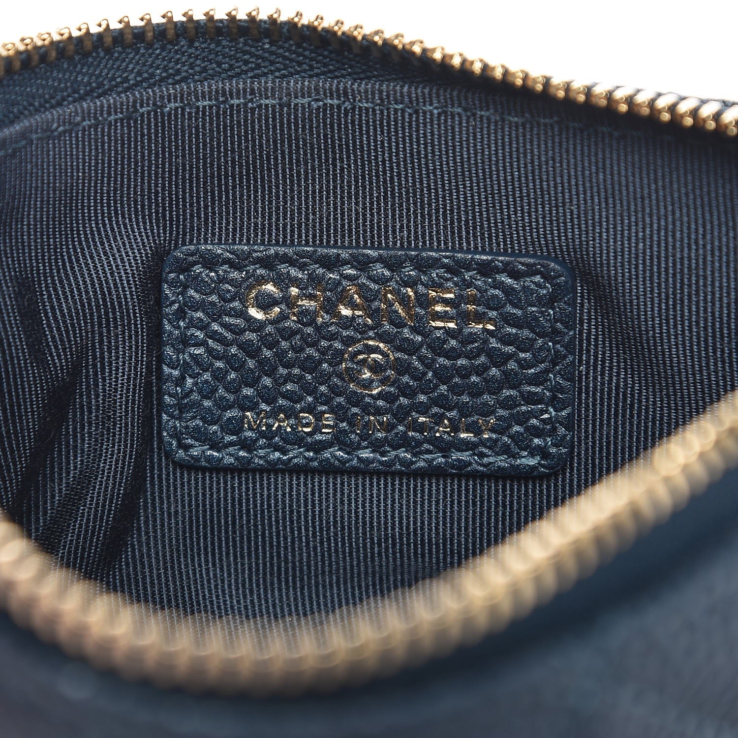 Chanel Metallic Caviar Quilted Small Cosmetic Case Dark Blue 6 of 8