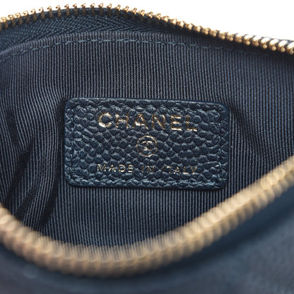 Chanel Metallic Caviar Quilted Small Cosmetic Case Dark Blue 6 of 8
