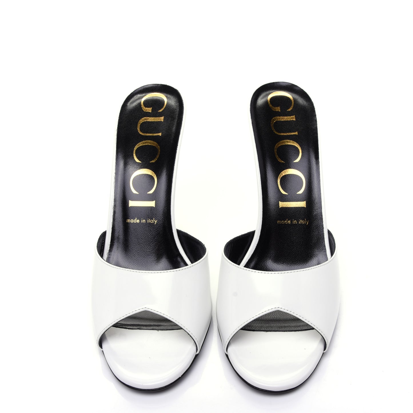 Polished Calfskin Scarlet Mid Heel Slide Sandals 39.5 Great White