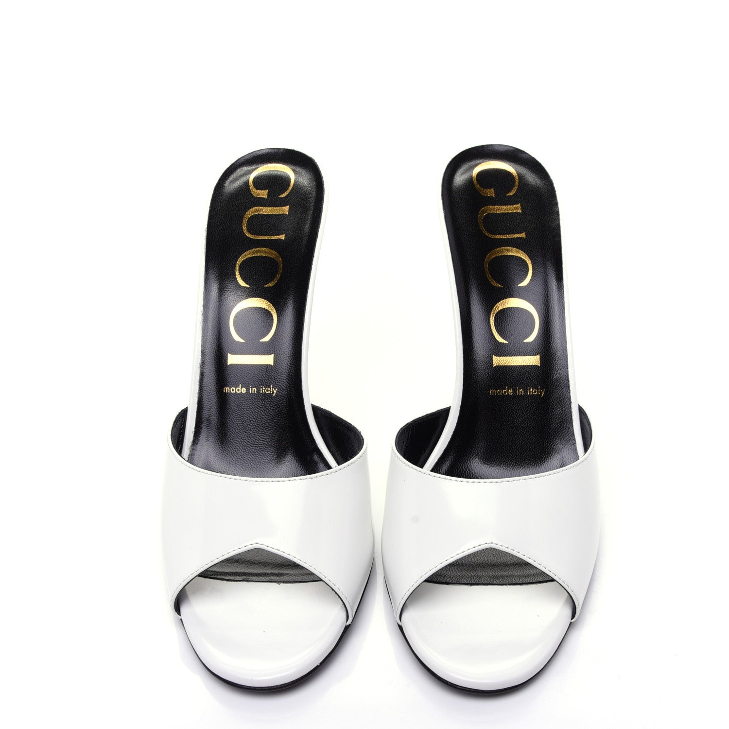 Gucci Polished Calfskin Scarlet Mid Heel Slide Sandals 39.5 Great White 8 of 12