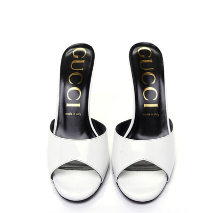 Gucci Polished Calfskin Scarlet Mid Heel Slide Sandals 39.5 Great White 8 of 12