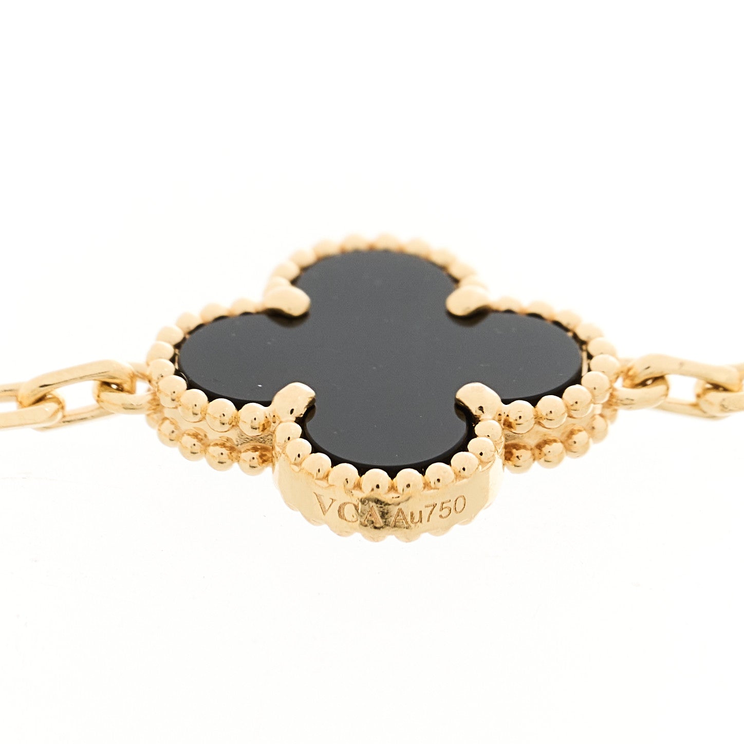 Van Cleef & Arpels 18K Yellow Gold Black Onyx 5 Motifs Vintage Alhambra Bracelet 3 of 5