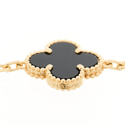 Van Cleef & Arpels 18K Yellow Gold Black Onyx 5 Motifs Vintage Alhambra Bracelet 3 of 5