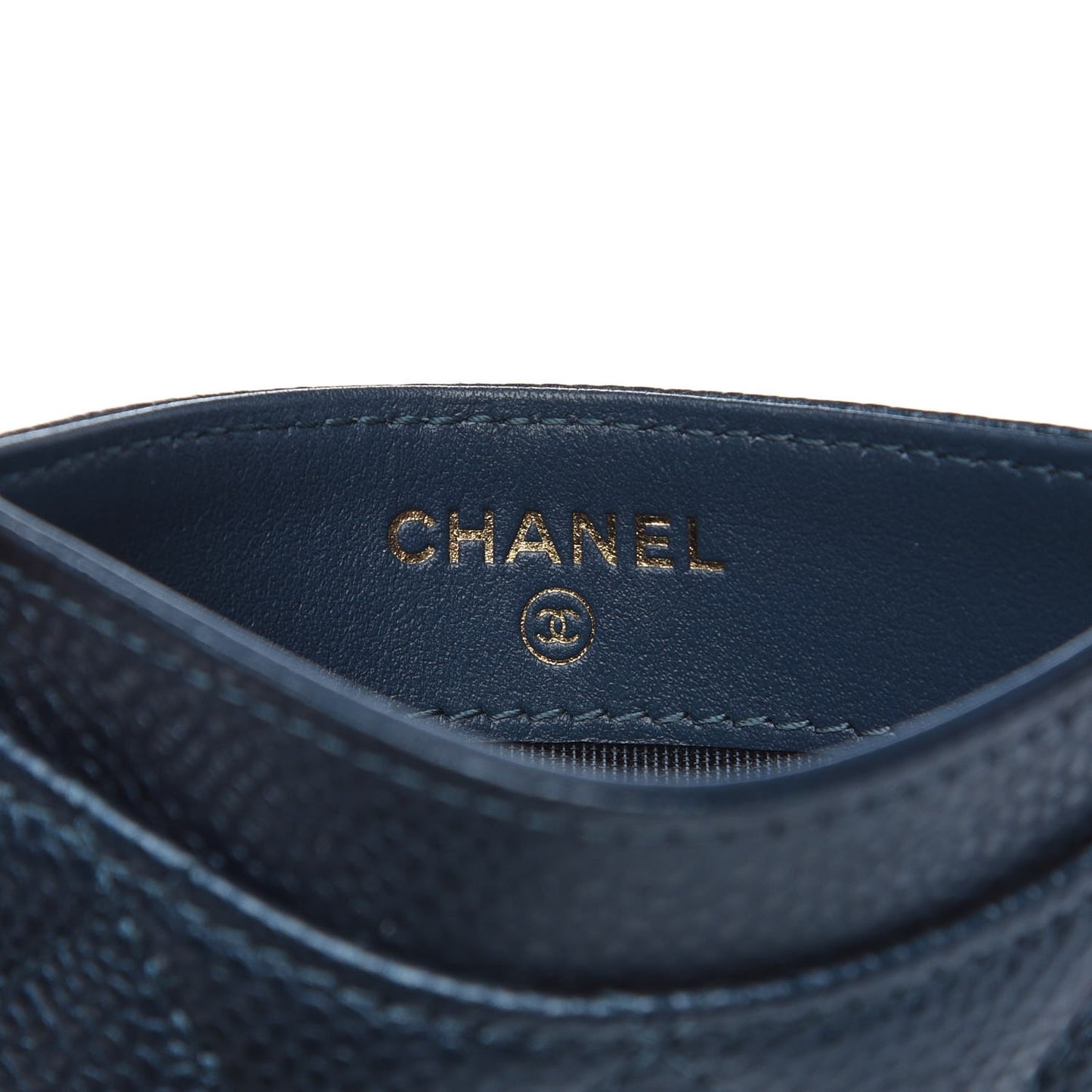 Caviar Quilted Card Holder Navy Blue