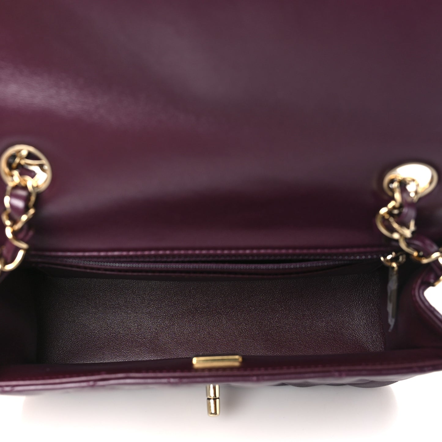 Lambskin Quilted Mini Rectangular Flap Burgundy
