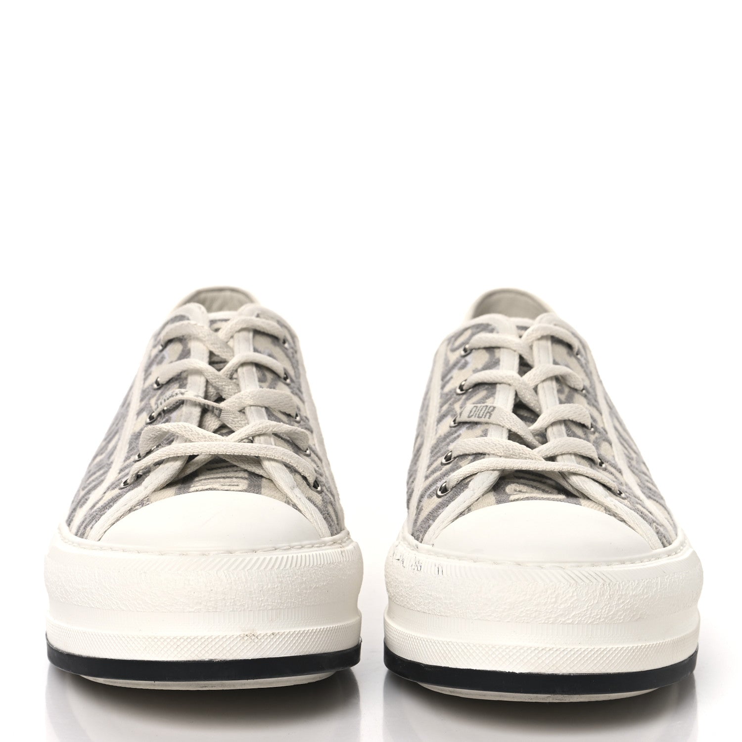 Christian Dior Canvas Oblique Walk'N'Dior Low Top Platform Sneakers 41 Stone Grey 3 of 9