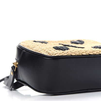 Saint Laurent Raffia Canvas Monogram Lou Heart Belt Bag Beige Black 8 of 9