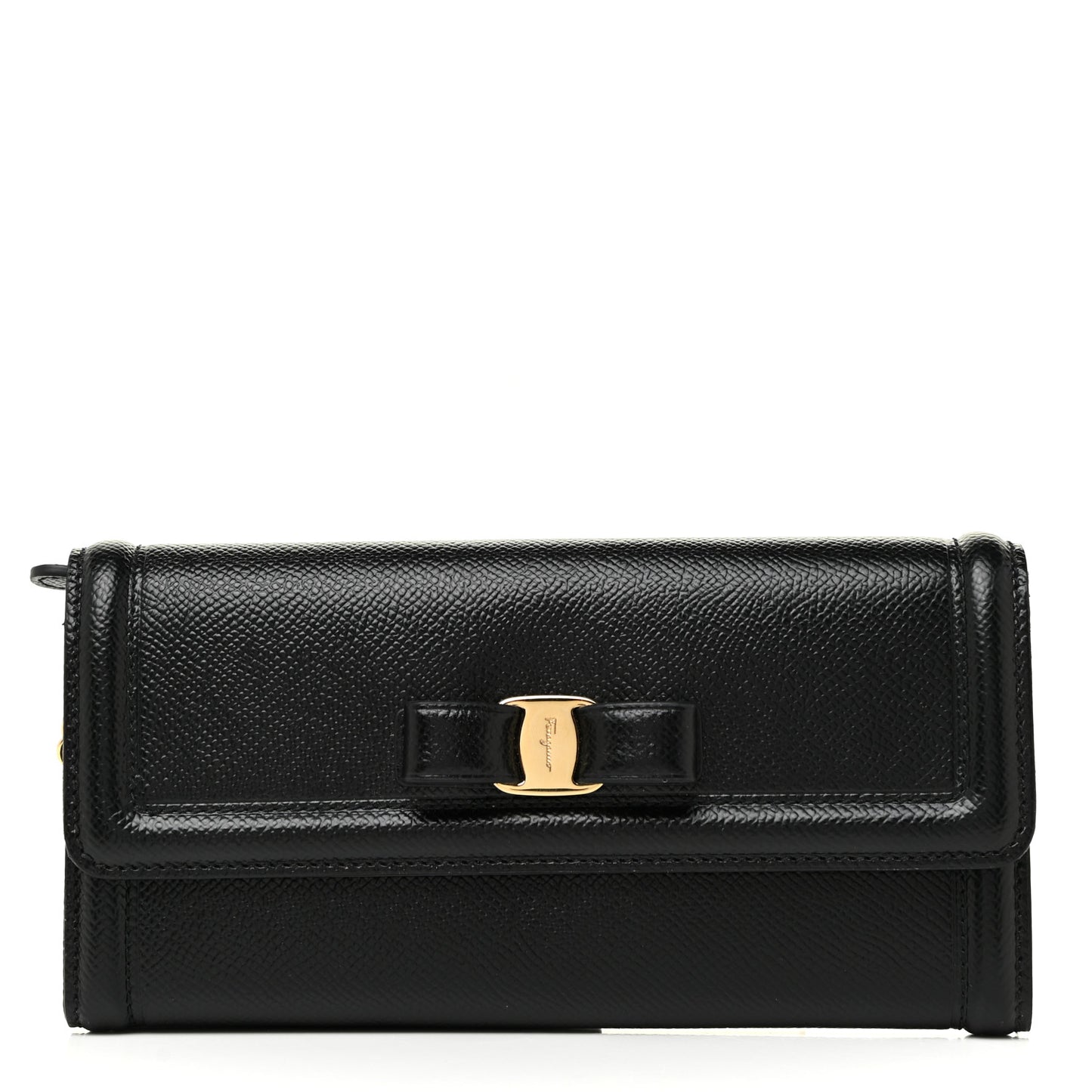 Printed Calfskin Vara Bow Continental Wallet Black