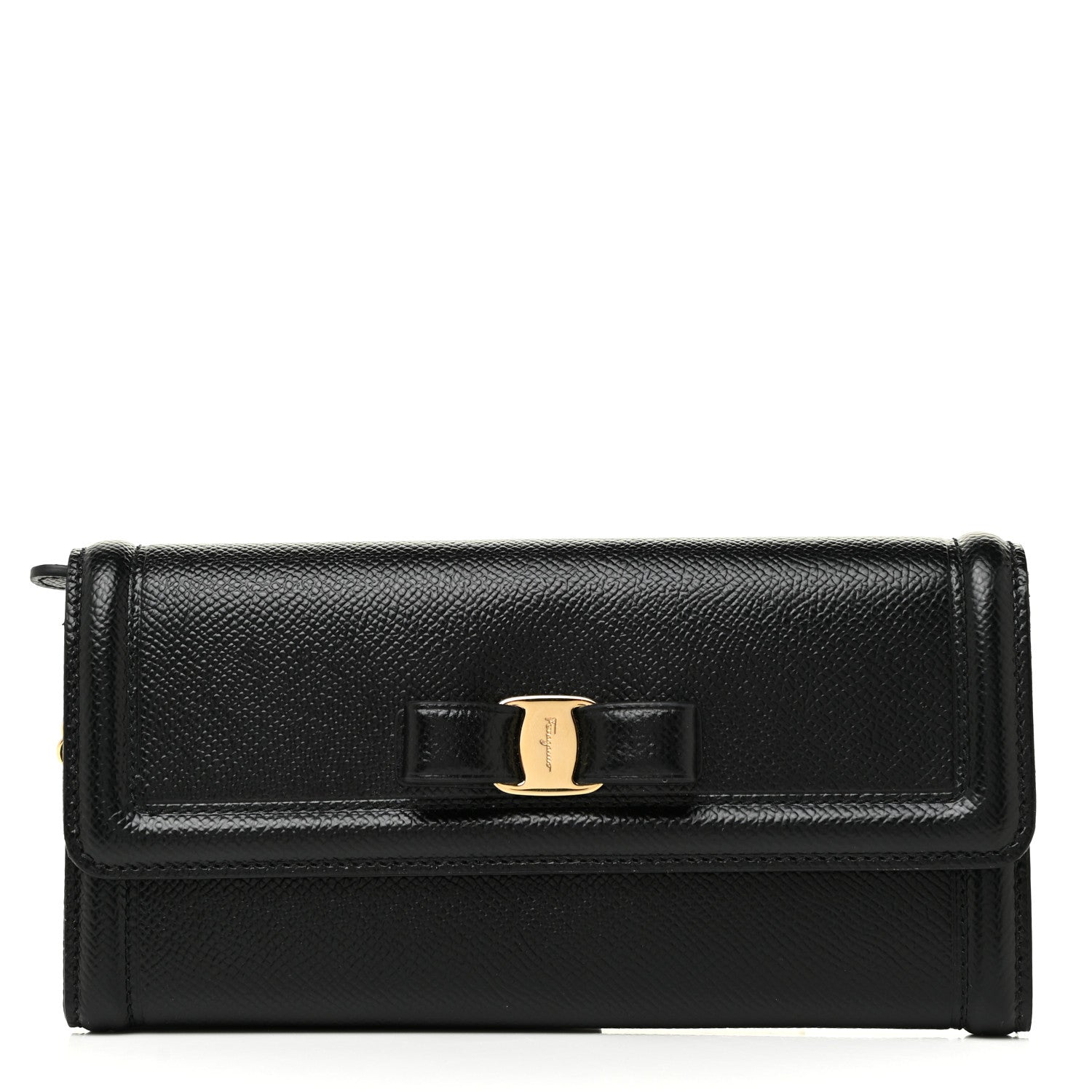 Salvatore Ferragamo Printed Calfskin Vara Bow Continental Wallet Black 3 of 17