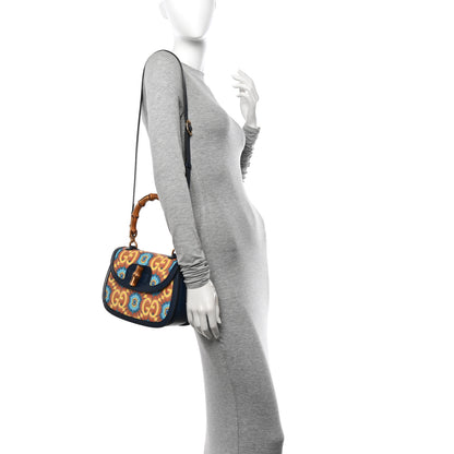 Gucci Calfskin Kaleidoscope Medium Bamboo 1947 Top Handle Bag Blue Orange Multicolor Blue Agata 3 of 10