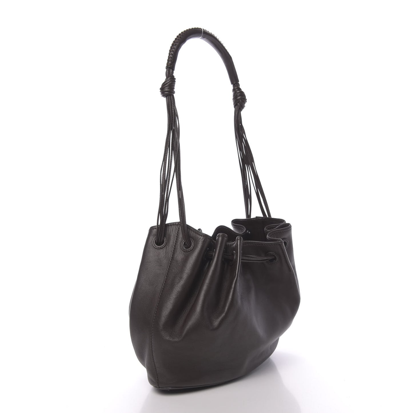 Calfskin Drawstring Shoulder Bag Brown