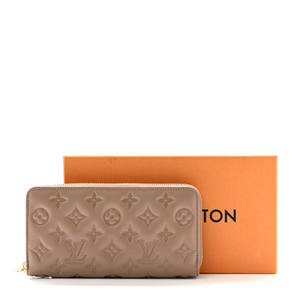 Louis Vuitton Lambskin Embossed Monogram Coussin Zippy Wallet Taupe 12 of 12