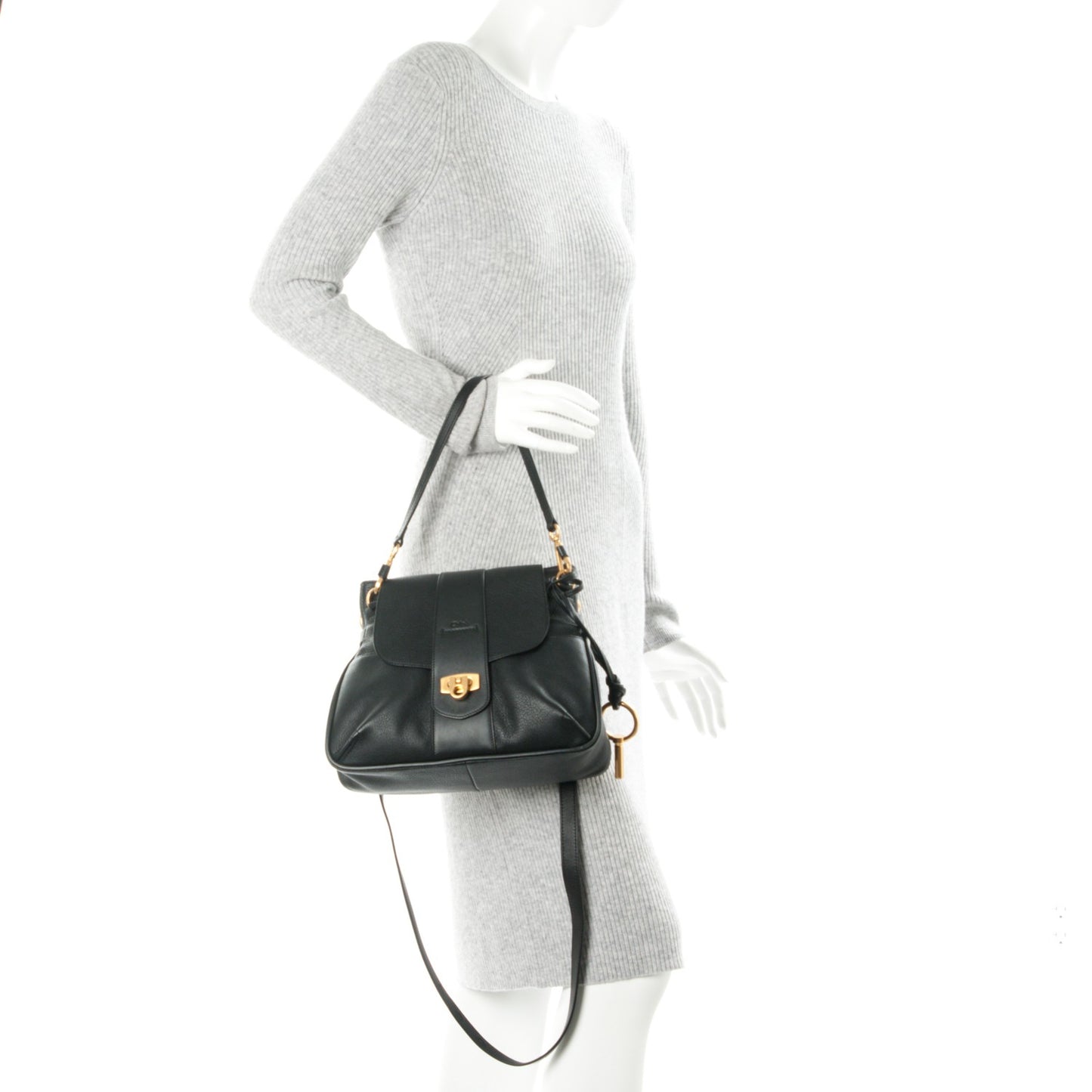 Lambskin Small Lexa Shoulder Bag Black