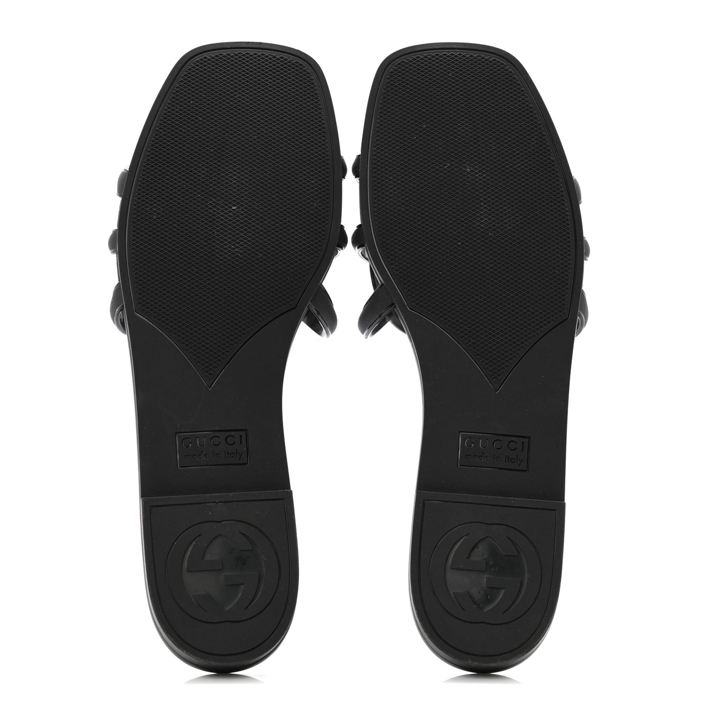 Rubber Womens Interlocking G Slide Sandals Black
