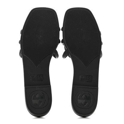 Gucci Rubber Womens Interlocking G Slide Sandals Black 5 of 9