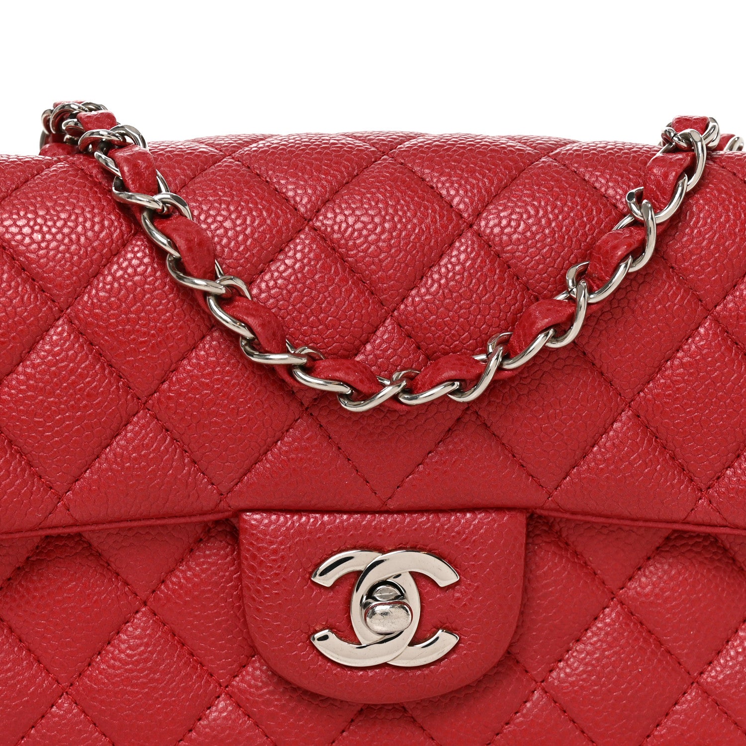 Chanel Caviar Quilted Mini Rectangular Flap Red 8 of 10