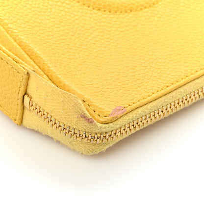 Chanel Caviar Timeless CC Cosmetic Pouch Yellow 13 of 15