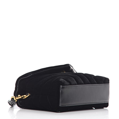 Saint Laurent Velvet Y Quilted Monogram Toy Loulou Chain Satchel French Black 4 of 12