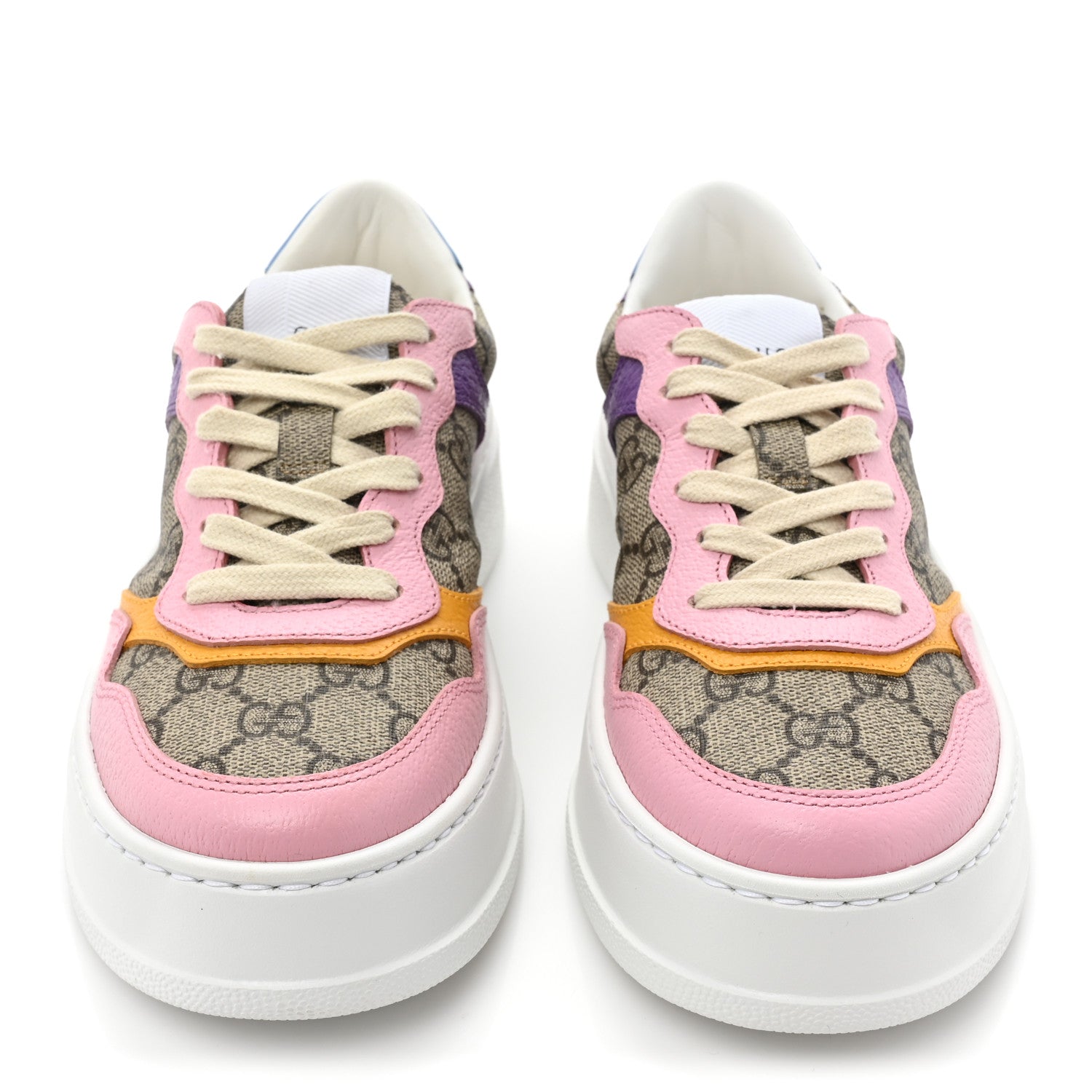 Gucci Calfskin GG Supreme Monogram Perforated Womens Platform 55mm Sneakers 36 Beige Ebony Sugar Pink Crop Shine Purple 2 of 10