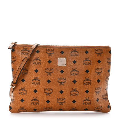 MCM Visetos Medium Crossbody Pouch Cognac 1 of 9