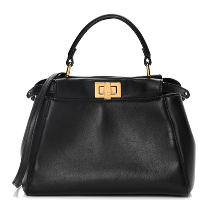 Fendi Nappa Mini Peekaboo Iconic Satchel Black 1 of 14