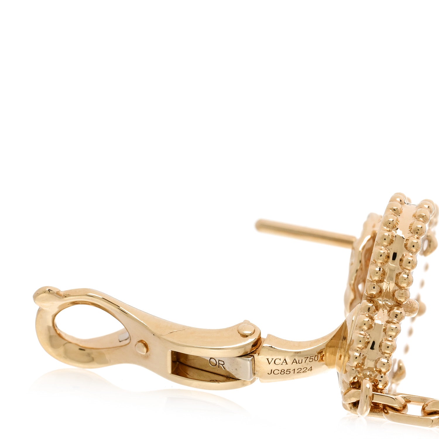 Van Cleef & Arpels 18K Yellow Gold Mother of Pearl 2 Motifs Magic Alhambra Earrings 4 of 5