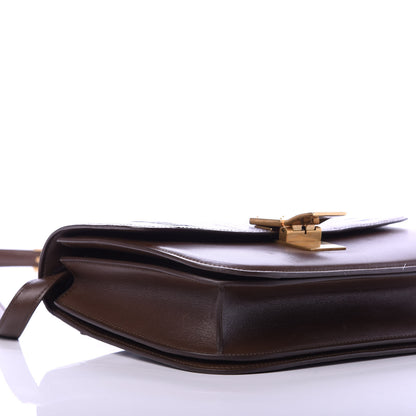 Celine Ostrich Leg Medium Classic Box Flap Bag Dark Brown 6 of 12