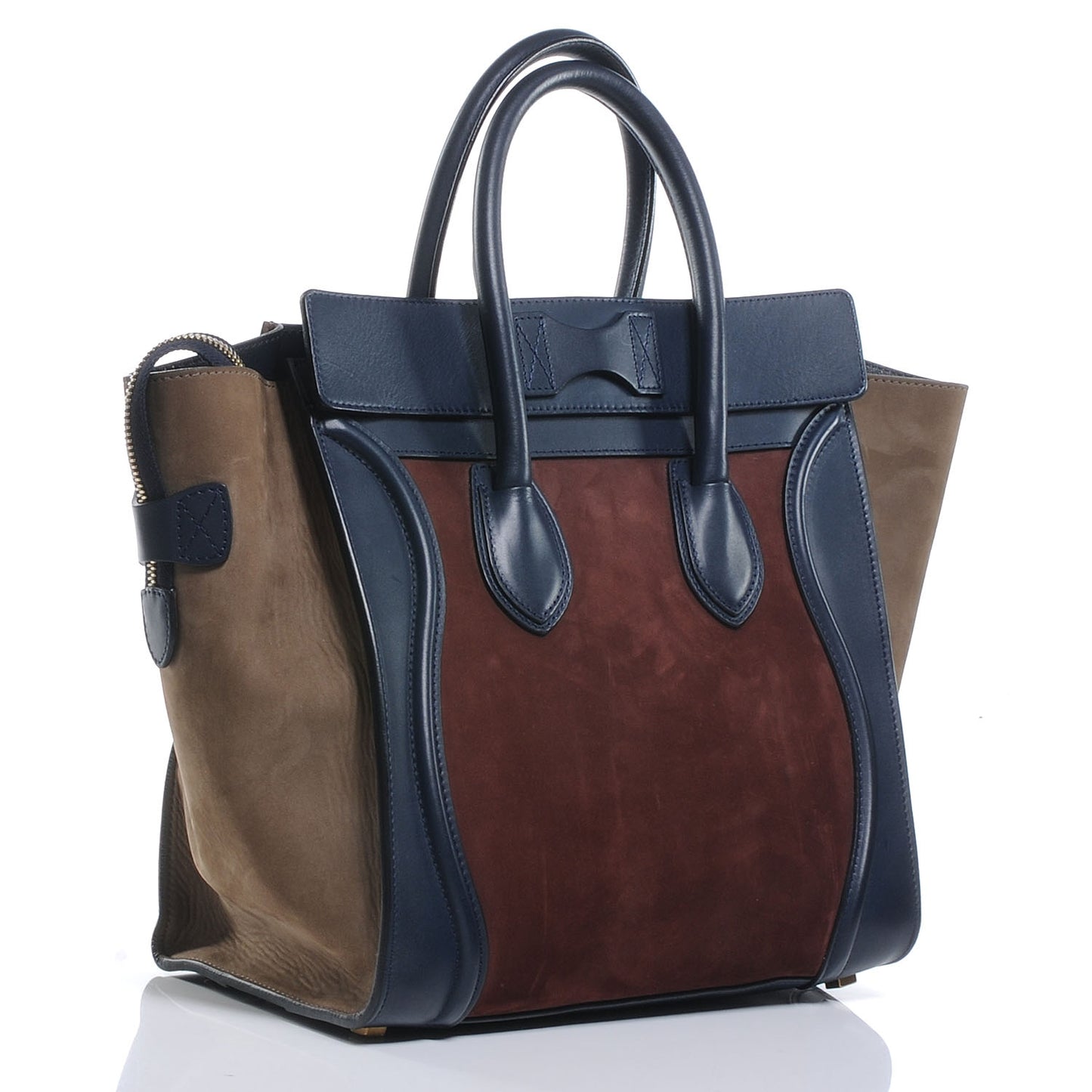 Smooth Calfskin and Nubuck Mini Tri-Color Luggage Marron