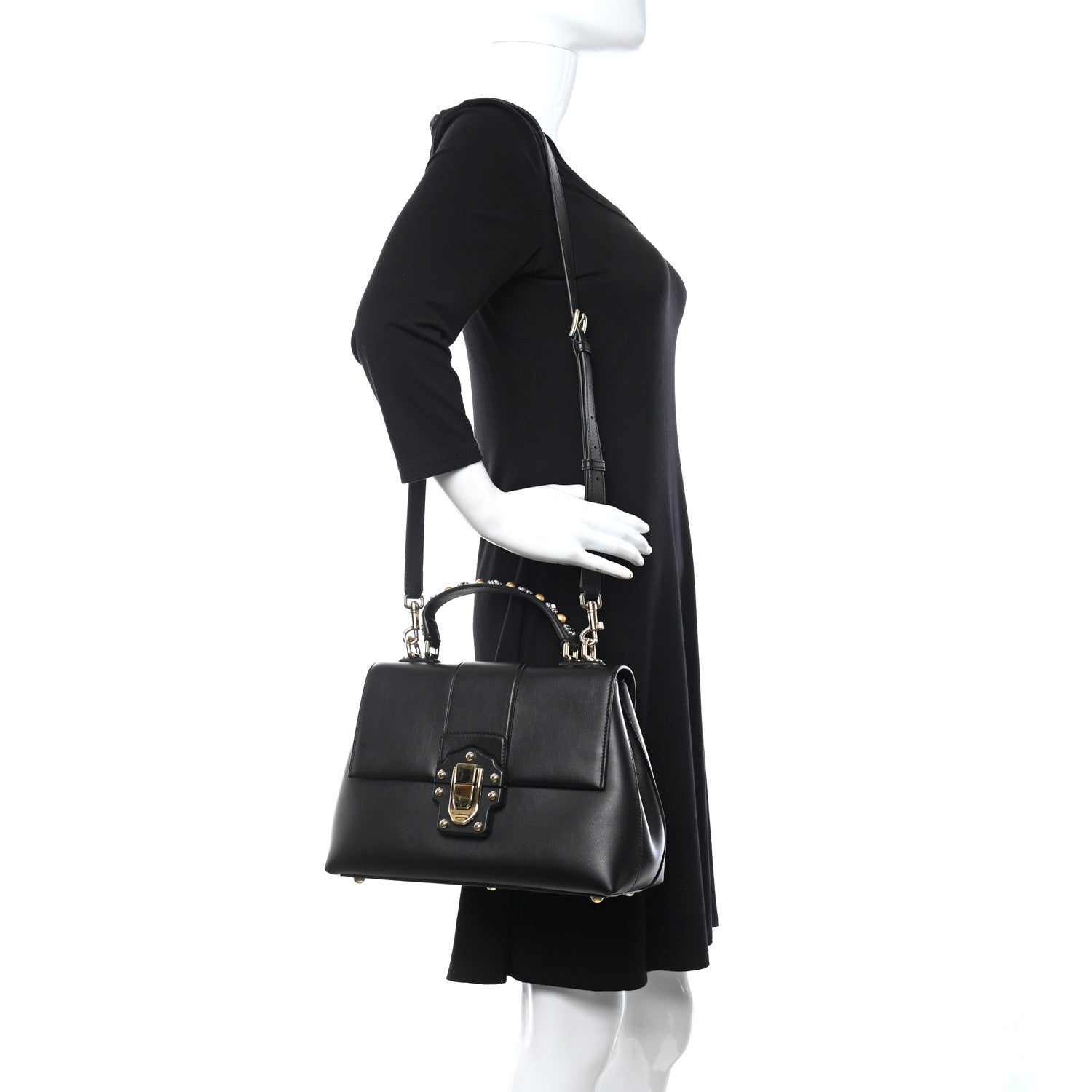 Dolce & Gabbana Calfskin Lucia Small Satchel Black 3 of 6