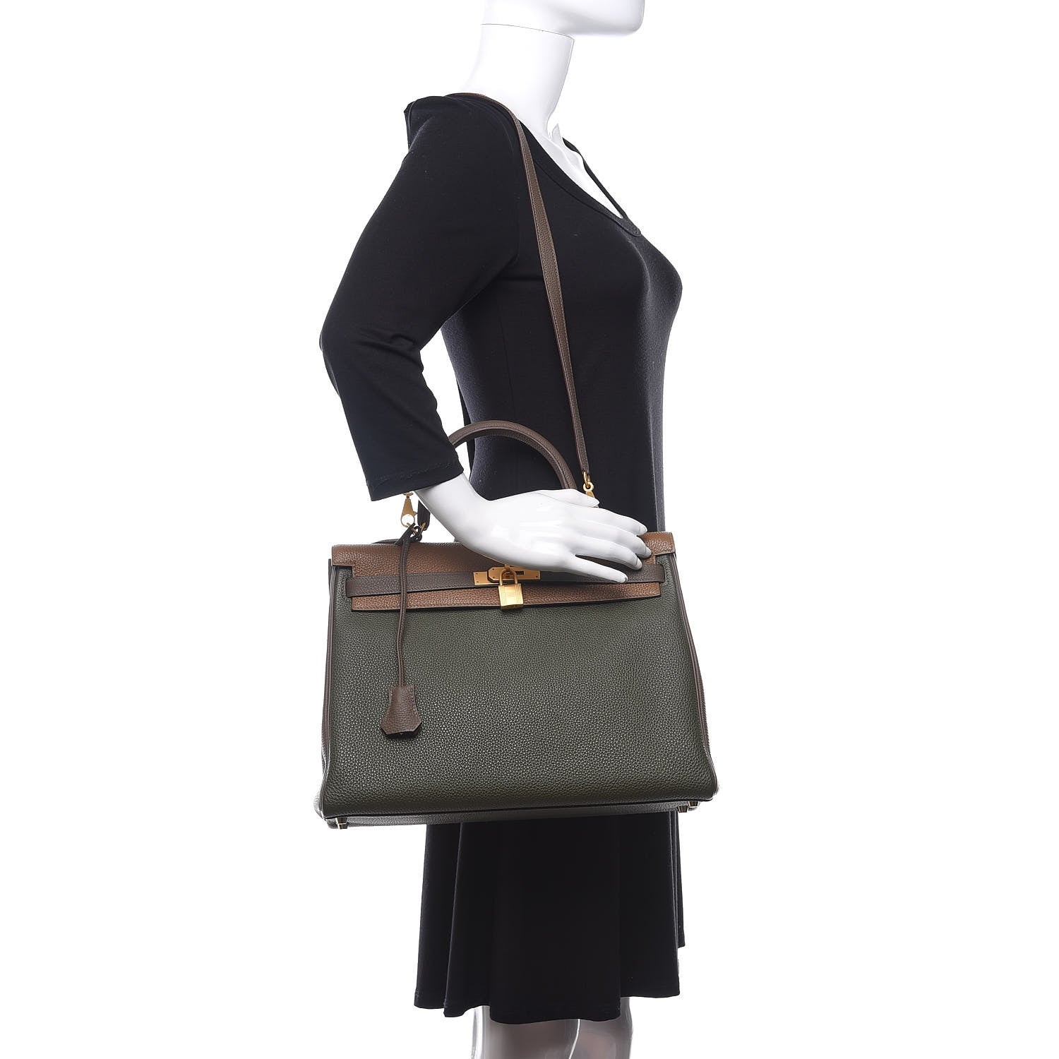 Hermes Togo Horseshoe Kelly Retourne 35 Vert Olive Eucalyptus Origan 2 of 11
