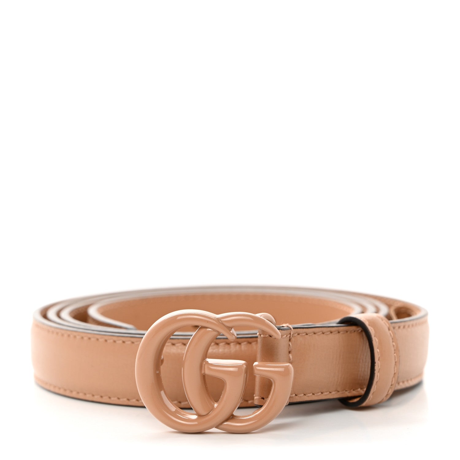 Gucci Azalea Calfskin Enamel Monochrome Double G 20mm Belt 110 44 Camelia 1 of 5