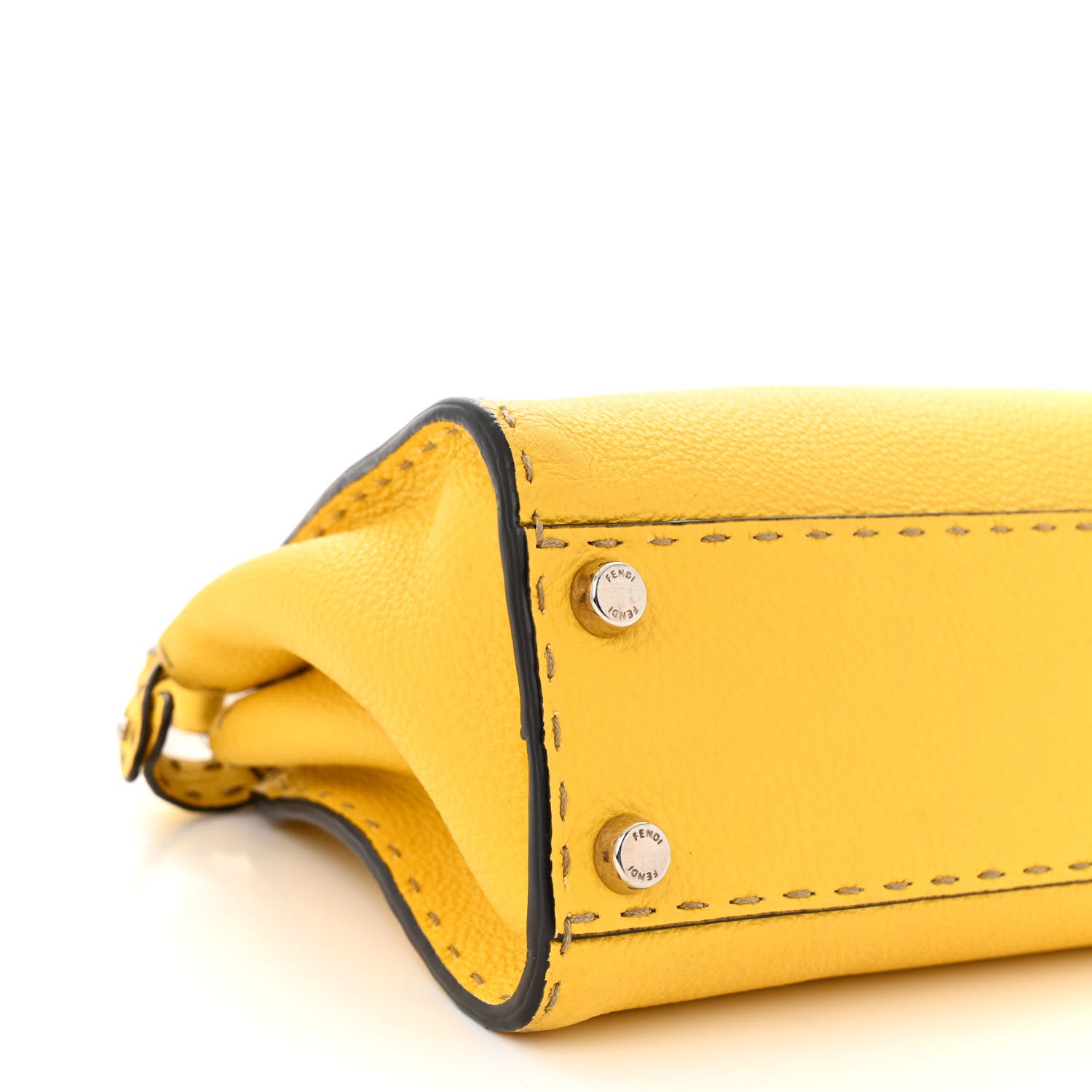 Fendi Cuoio Romano Selleria Mini Peekaboo Iconic Satchel Limone 10 of 14