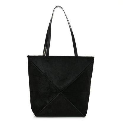 Loewe Pony Hair Medium Puzzle Fold Tote Black 1 of 9