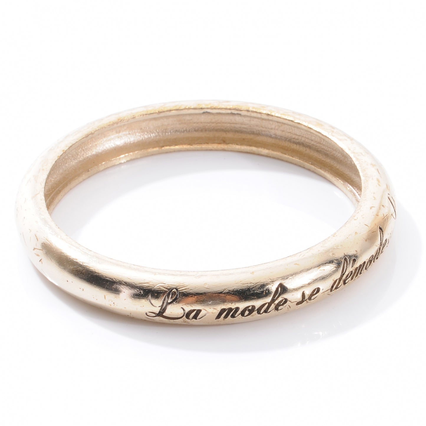 Metal French Quote Bracelet Bangle Gold