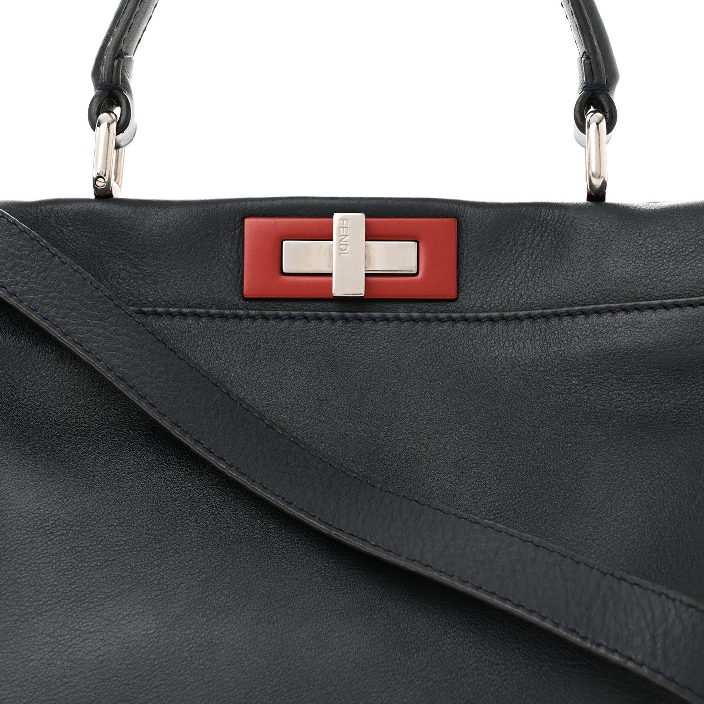 Vitello Seta Shiny Nappa Medium Peekaboo Iconic Satchel Blue Notte Ardesia