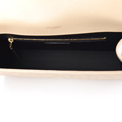 Saint Laurent Grain De Poudre Mixed Matelasse Large Triquilt Monogram Satchel Nude Powder 5 of 10