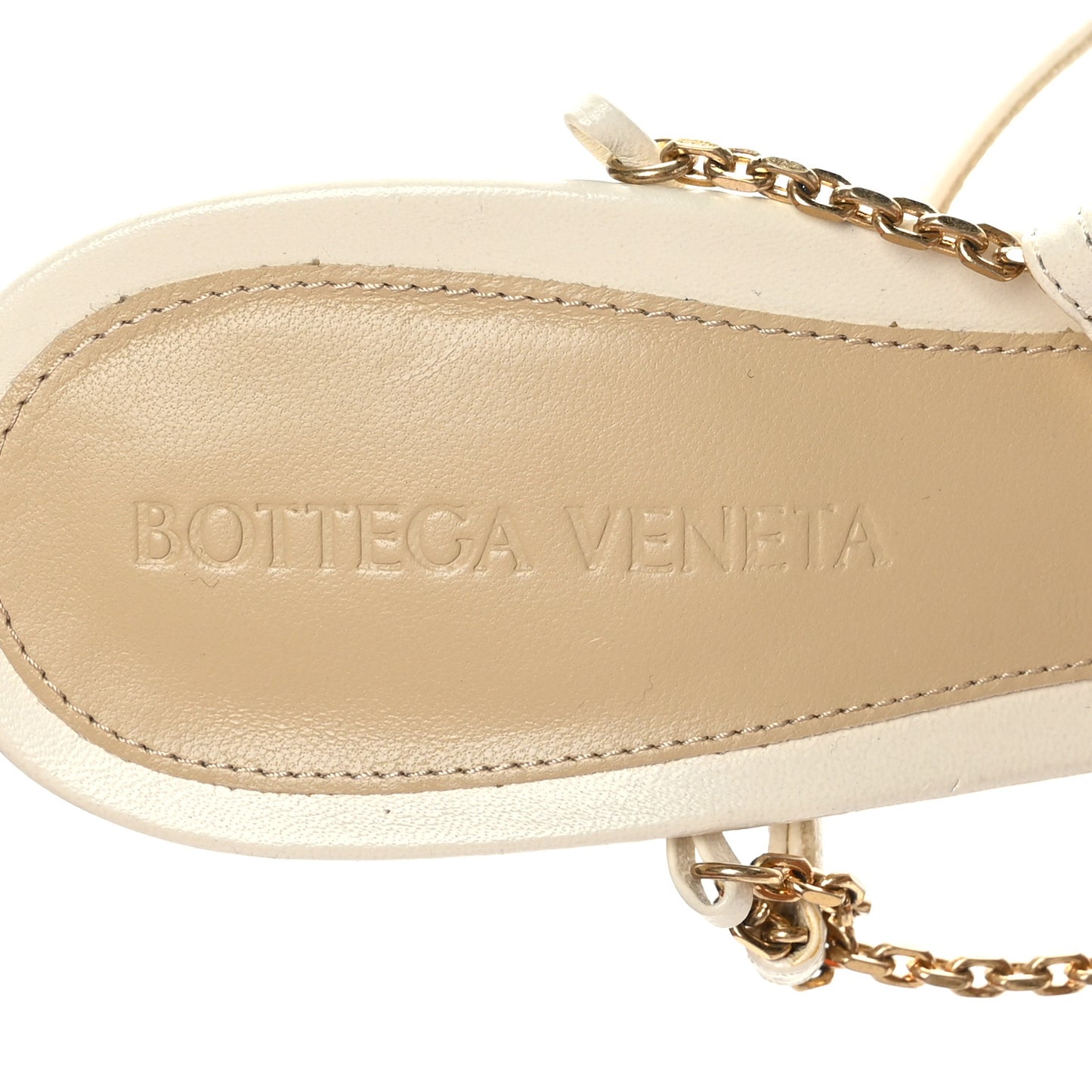 Lambskin Stretch Chain Strap 90mm Sandals 36.5 Sea Salt