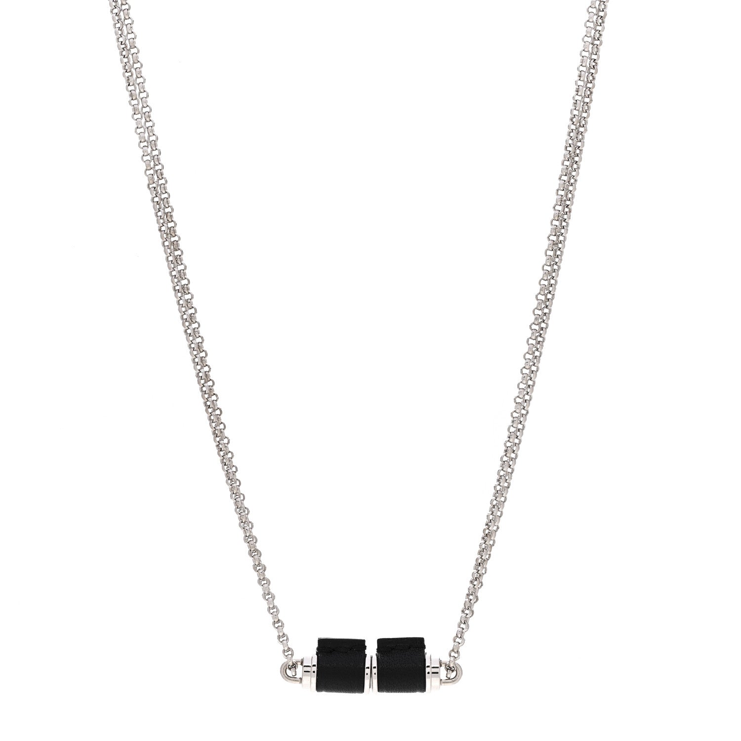 Hermes Swift Palladium Charniere Pendant Necklace Black 1 of 4